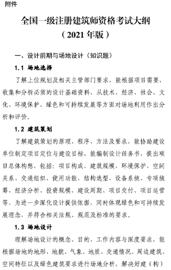 大事件！9門變6門！一級(jí)注冊(cè)建筑師考試大綱（21版）發(fā)布，2023年執(zhí)行！